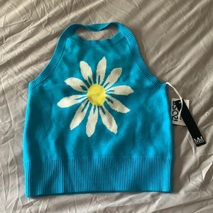 Blue Sweater Halter Top